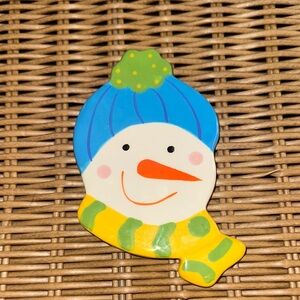 Coton Colors Snowman Mini Attachment with Blue Hat and Yellow Scarf EUC